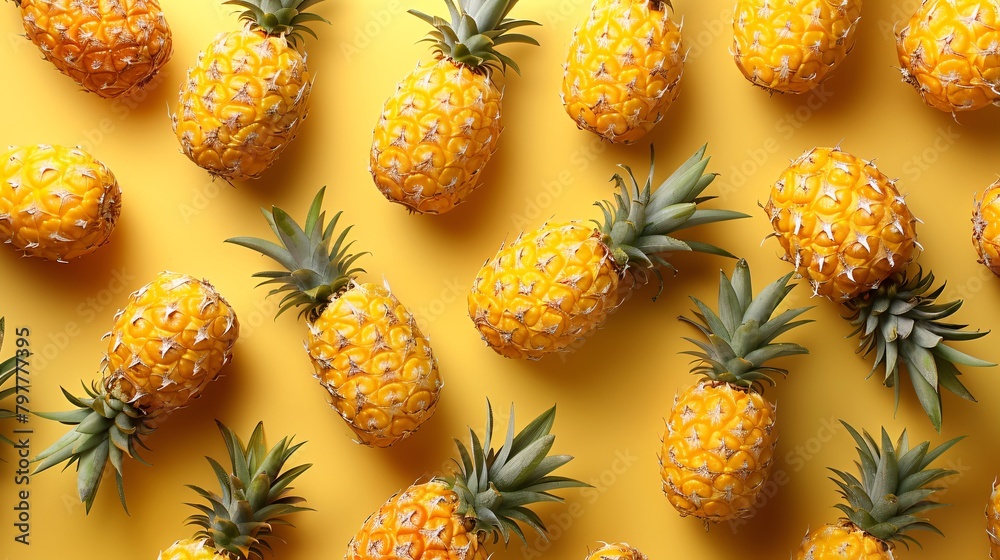 pineapples on yellow background pineapples on yellow background