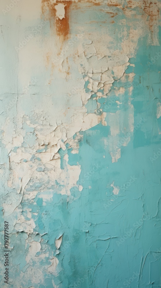 Obraz premium White and turquoise plaster rough paint.