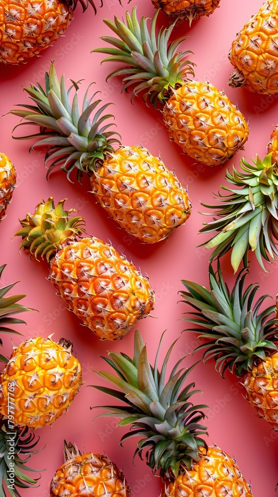 pineapples on pink background