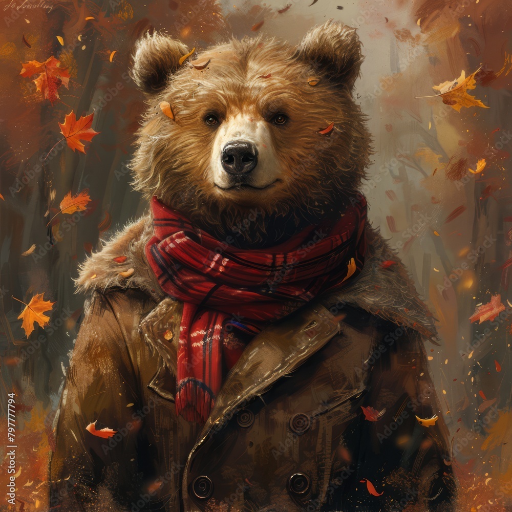A portrait of a bear, St,.valentines themed, hd, detailed, generated with AI