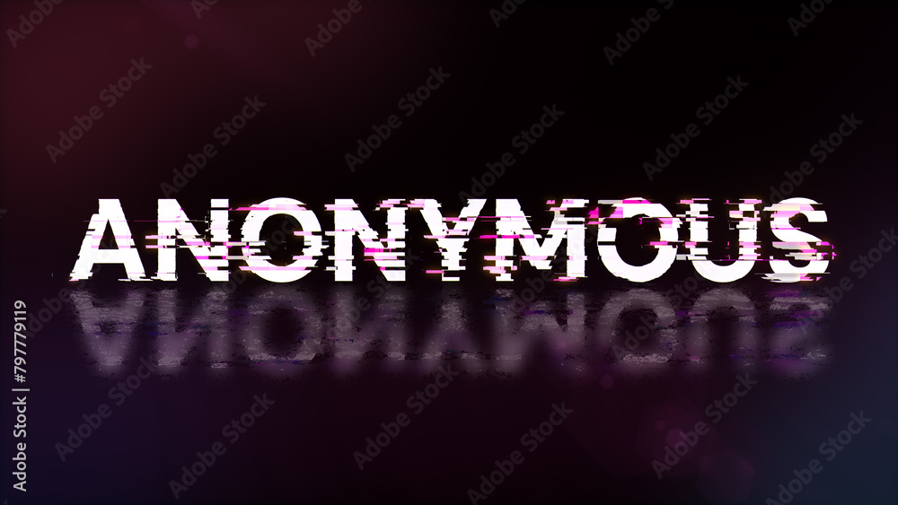 3D rendering anonymous text with screen effects of technological glitches 3D rendering anonymous text with screen effects of technological glitches