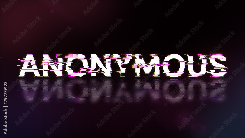 3D rendering anonymous text with screen effects of technological glitches 3D rendering anonymous text with screen effects of technological glitches