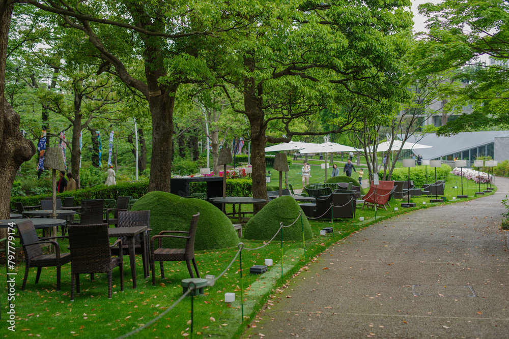 Fototapeta premium 東京赤坂にある東京ミッドタウンの花や植物