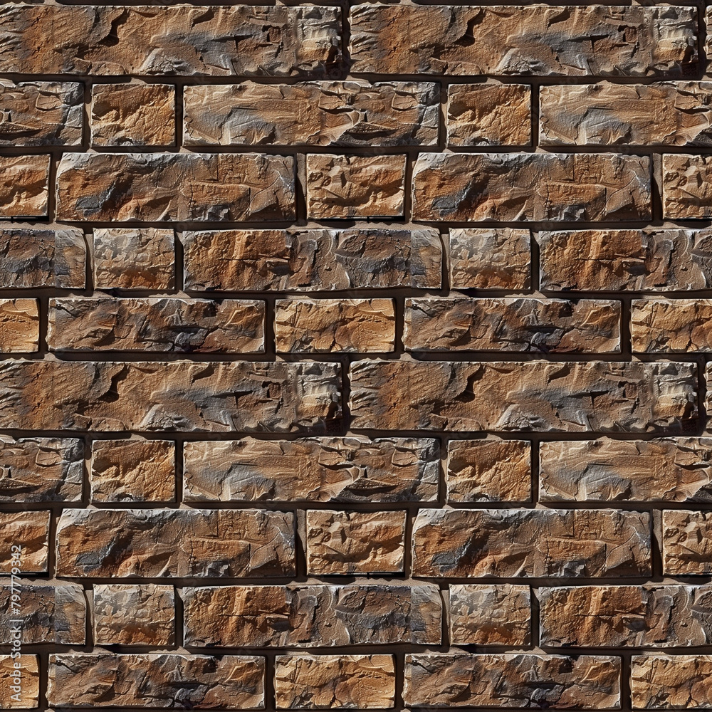 Obraz premium Brown brick wall texture, seamless pattern.