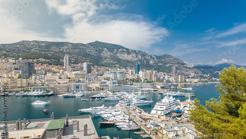 Monte Carlo city aerial panorama timelapse.
