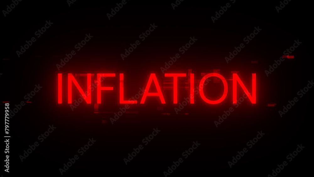 3D rendering inflation text with screen effects of technological glitches