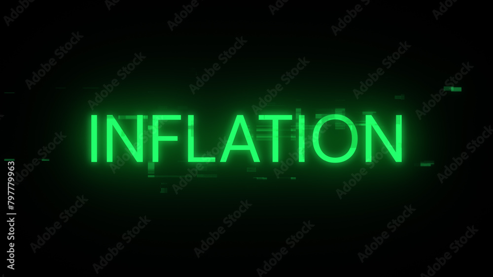 3D rendering inflation text with screen effects of technological glitches