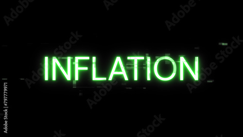 3D rendering inflation text with screen effects of technological glitches