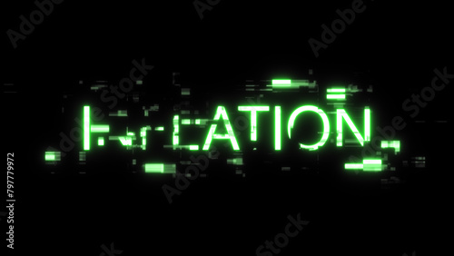 3D rendering inflation text with screen effects of technological glitches