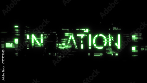 3D rendering inflation text with screen effects of technological glitches