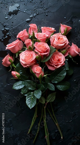 a bouquet of pink roses