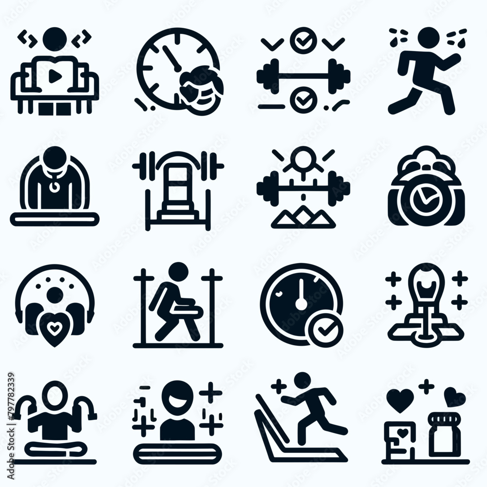 outline training icon set silhouette vector illustration white background outline training icon set silhouette vector illustration white background