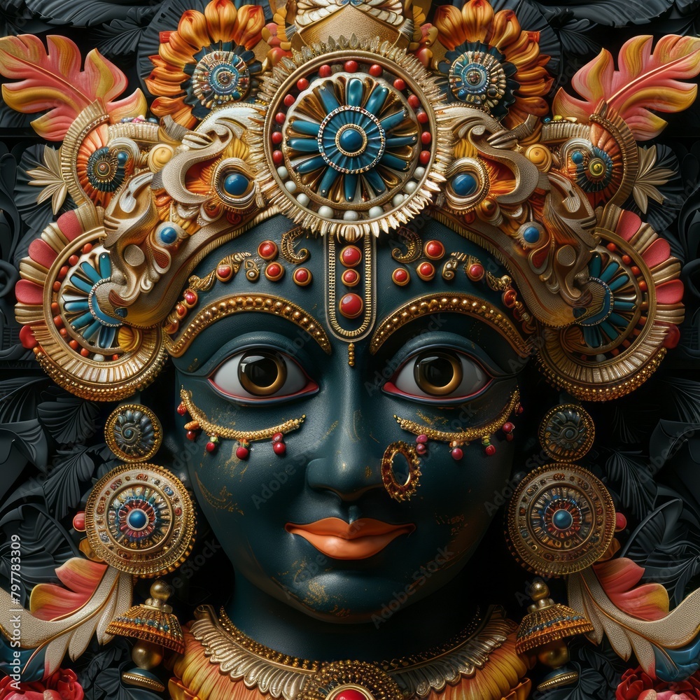 Joyous Rath Yatra Celebration: Lord Jagannath and Mandala Black Background Banner Joyous Rath Yatra Celebration: Lord Jagannath and Mandala Black Background Banner