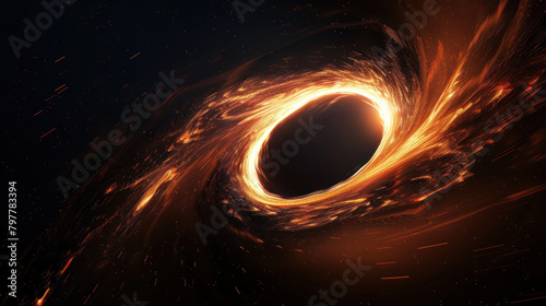 magnificent black hole consuming galactic material in space, cocnept  photo