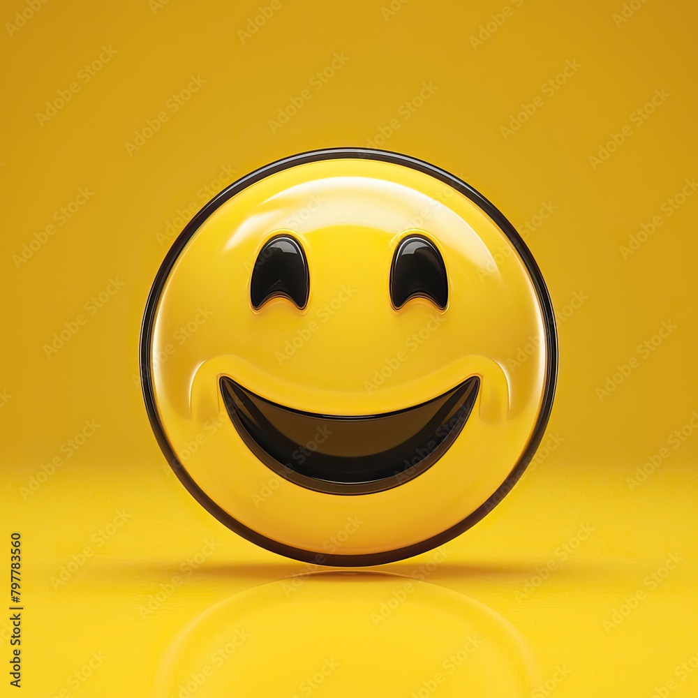 Fototapeta premium World emoji day, emoji day, happy emoji day, emoji day poster, World emoji day poster, Happy World emoji day, yellow ball emoji, on yellow background. social media poster, for text, poster, post, 