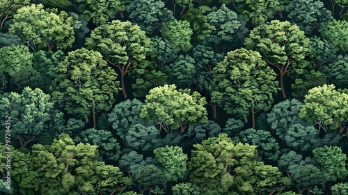 Verdant Canopy: Isometric Forest Illustration