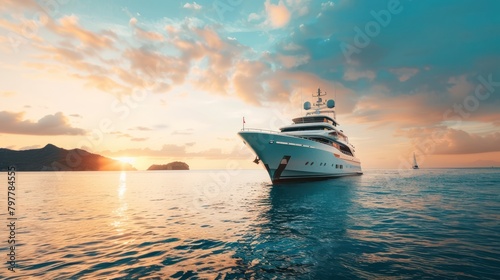 Luxury vacation on a yacht ship with serene sea views