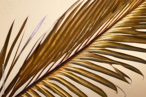 Chic and Stylish: Sophisticated golden palm leaves on a creamy textured background, a symbol of timeless elegance.