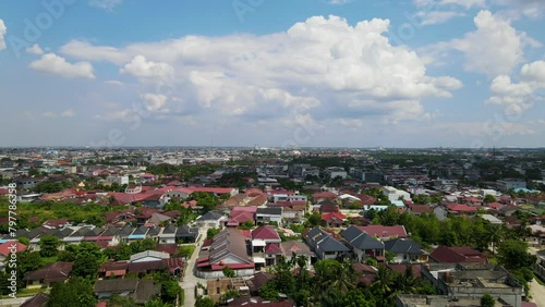 Aerial view of Pekanbaru city. indonesia city. Aerial view of city in southeast asia