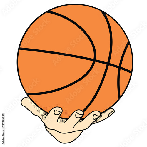 Hand holding basketball illustration.  © bayurey