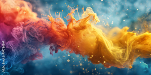 Digitale Holicolor Farbexplosion in allen Farben, sehr schöner Hintergrund für Drucksachen, ai generativ