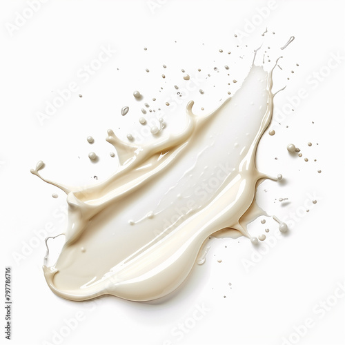 White milk splash isolated on white background. Top view. 3d illustration