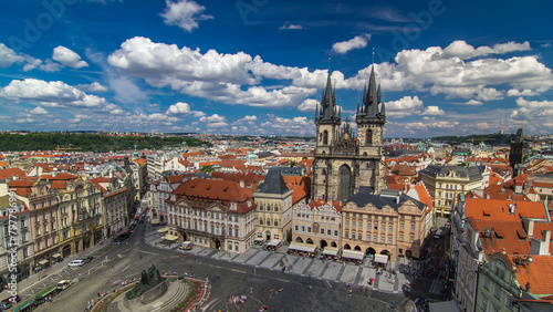 Old Town Square timelapse in Prague, Czech Republic. It is the most well know city square Staromestka nameste . photo