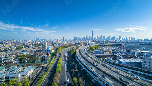 Photo taken from above of the highway in the city