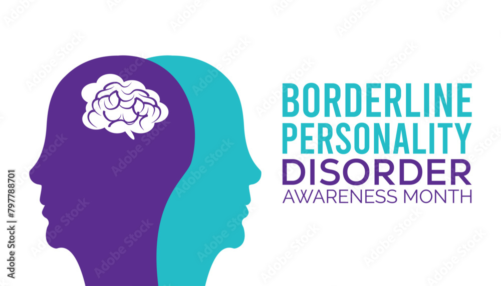 Borderline Personality Disorder Awareness Month observed every year in May. Template for background, banner, card, poster with text inscription.