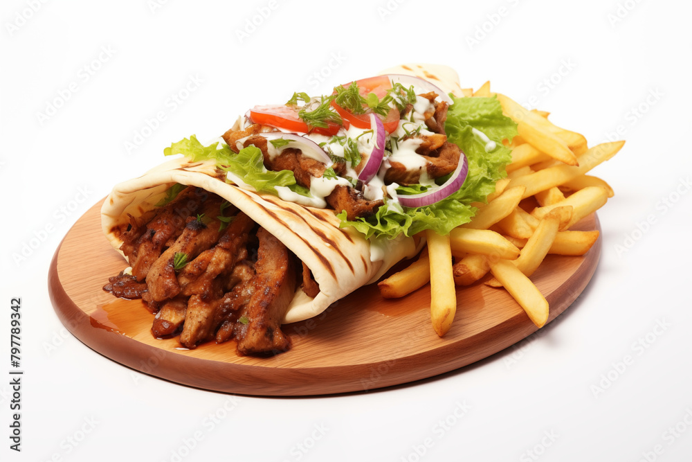 Kebab on white background. Fast kebab food. Sale of kebabs. Image for graphic designer. Image for flyers. Job offer. Kebab on white background. Fast kebab food. Sale of kebabs. Image for graphic designer. Image for flyers. Job offer.