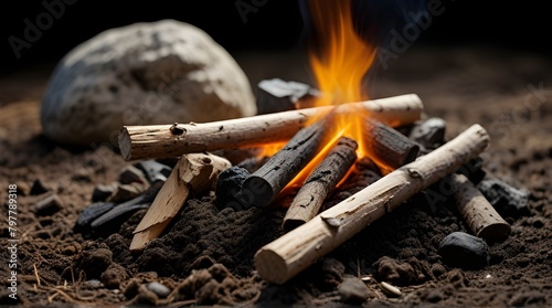 Wallpaper Mural Outdoor decor, camping supplies advertisements, nature-themed designs,Decorative Dry Rotten Branches in Soil with Dirt Pile and Rocks Torontodigital.ca