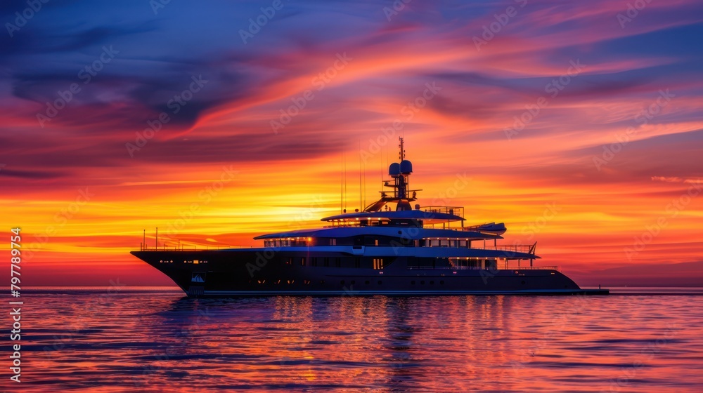 Luxury vacation on a yacht ship with serene sea views