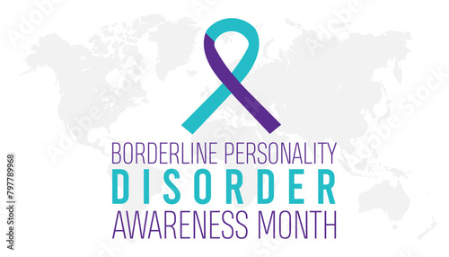 Borderline Personality Disorder Awareness Month observed every year in May. Template for background, banner, card, poster with text inscription.