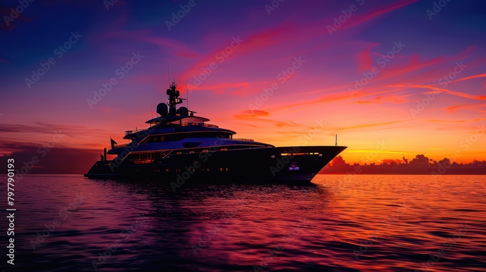 Luxury vacation on a yacht ship with serene sea views