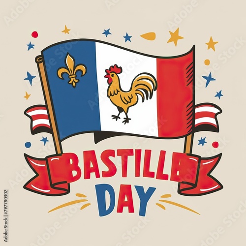 Bastille Day, Bastille Day poster, Bastille Day Post, Illustration, Flag, French National Day, Bastille, Day, Poster, Post, Eiffel Tower, Independence Day, France. Flag, July 14th, Happy Bastille Day,