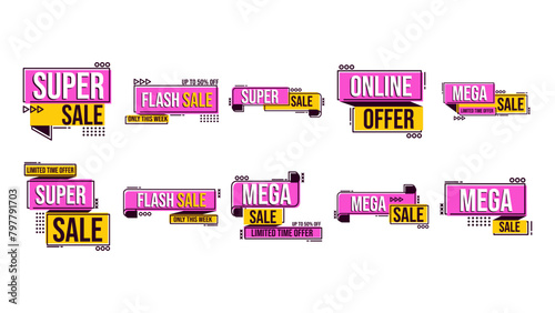 Set Of Memphis Sale Label Promotion