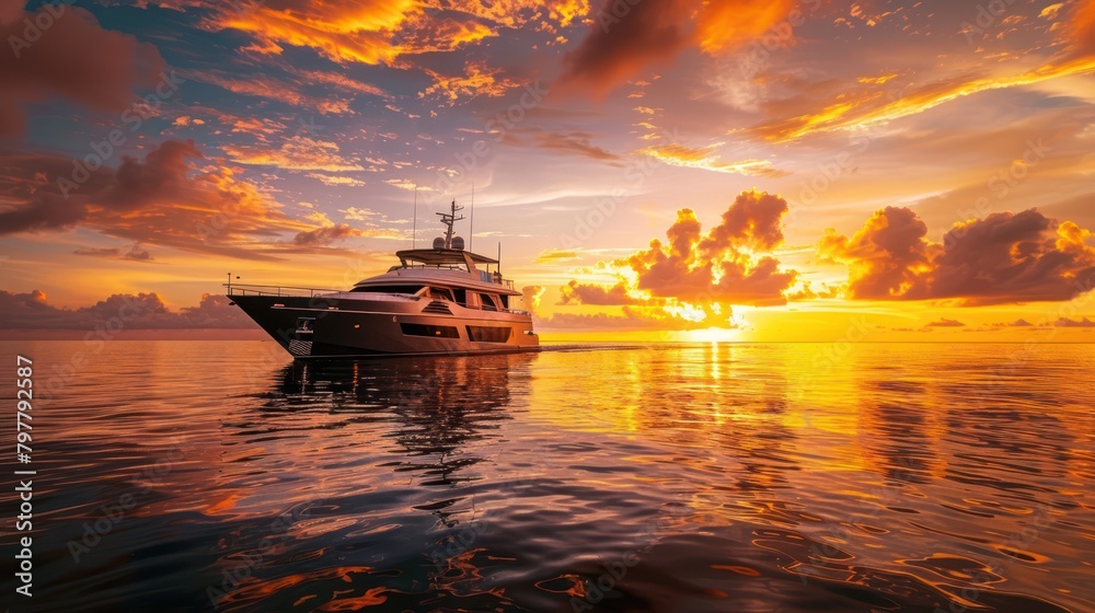 Naklejka premium Luxury vacation on a yacht ship with serene sea views