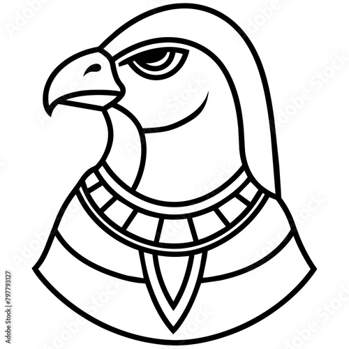 T-shirt Design Vector illustration of cartoon bird horus falcon head with necklace - vector design - vector art - premium vector - latest vector design and illustration