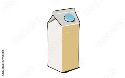 illustrazione di contenitore in cartone con tappo per liquidi e bevande photo