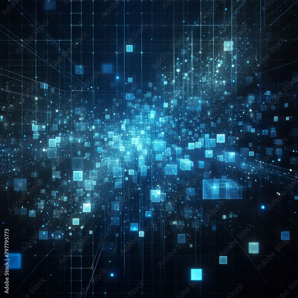 Luminous Cyber Cubes: Abstract Digital Tech Concept Luminous Cyber Cubes: Abstract Digital Tech Concept
