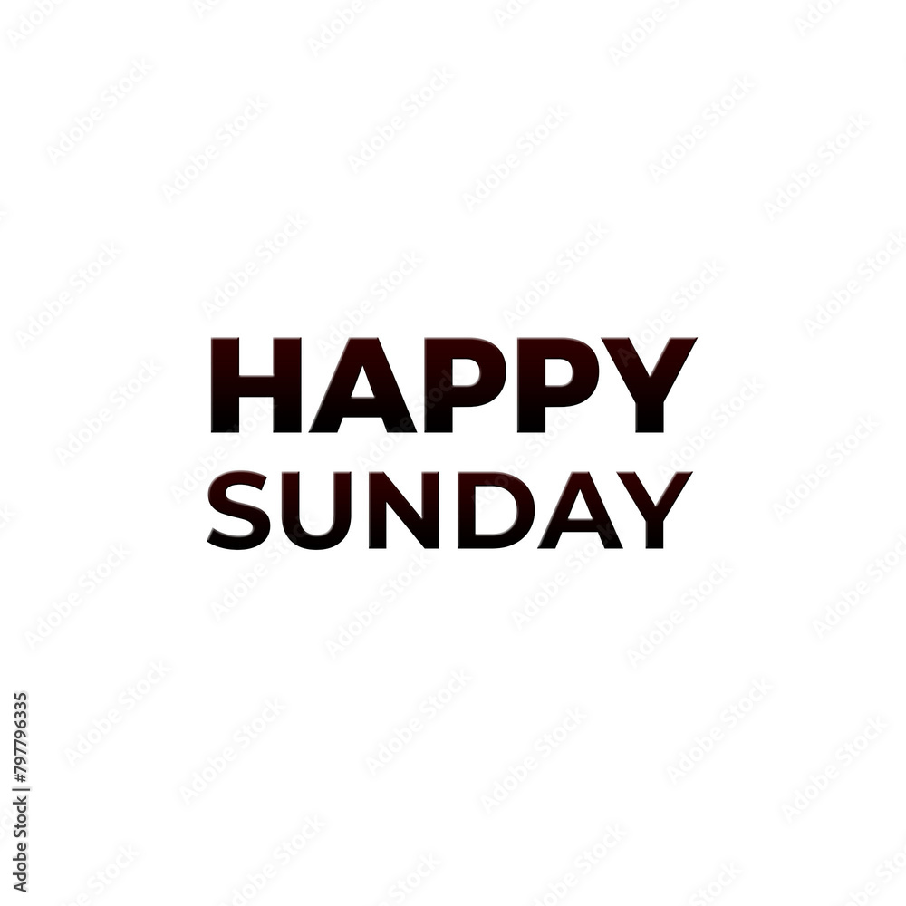 happy sunday text illustration in white background