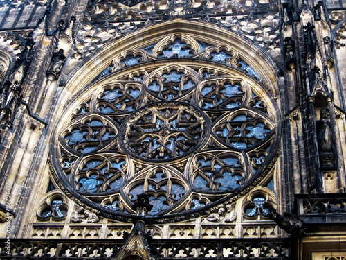 The Rose window of St Vitrus Cathedral in Prague.