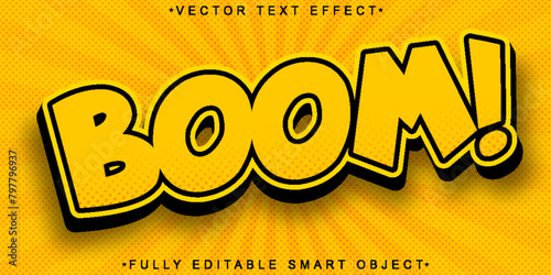 Yellow Pop Art Boom Vector Fully Editable Smart Object Text Effect