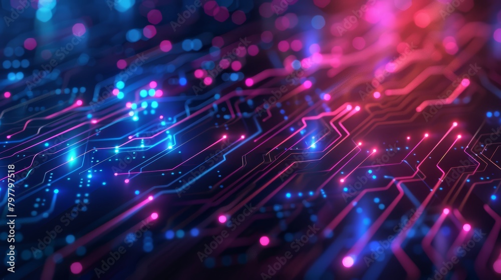 Circuit pathways and energy flow in digital system design with vibrant electronic lines. Abstract Technology Background Circuit pathways and energy flow in digital system design with vibrant electronic lines. Abstract Technology Background