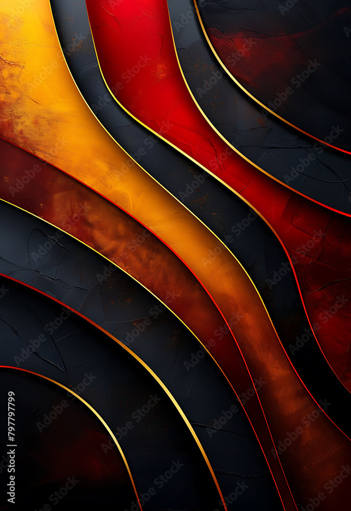Obraz premium Dark yellow red and gold luxury lines overlapping