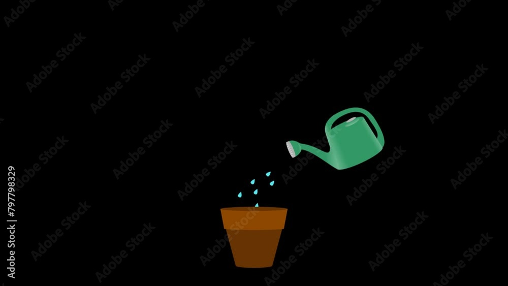 Animated of planting gold coins then watering them with water and grow dollar money. Financial or investment growth concept. video footage animation an alpha background.