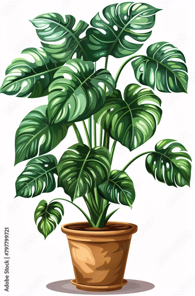 a potted plant with large leaves