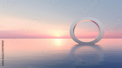 Metal rings floating on the sea