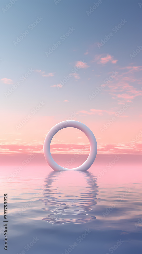 Metal rings floating on the sea