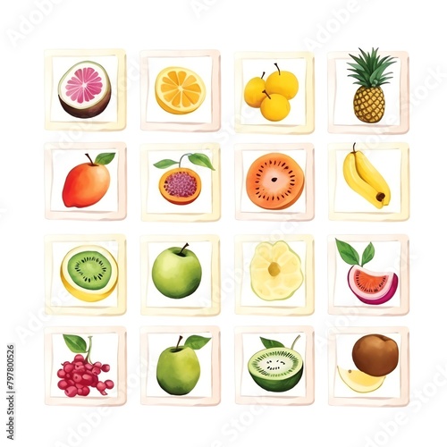 A memory game with pairs of tropical fruits photo